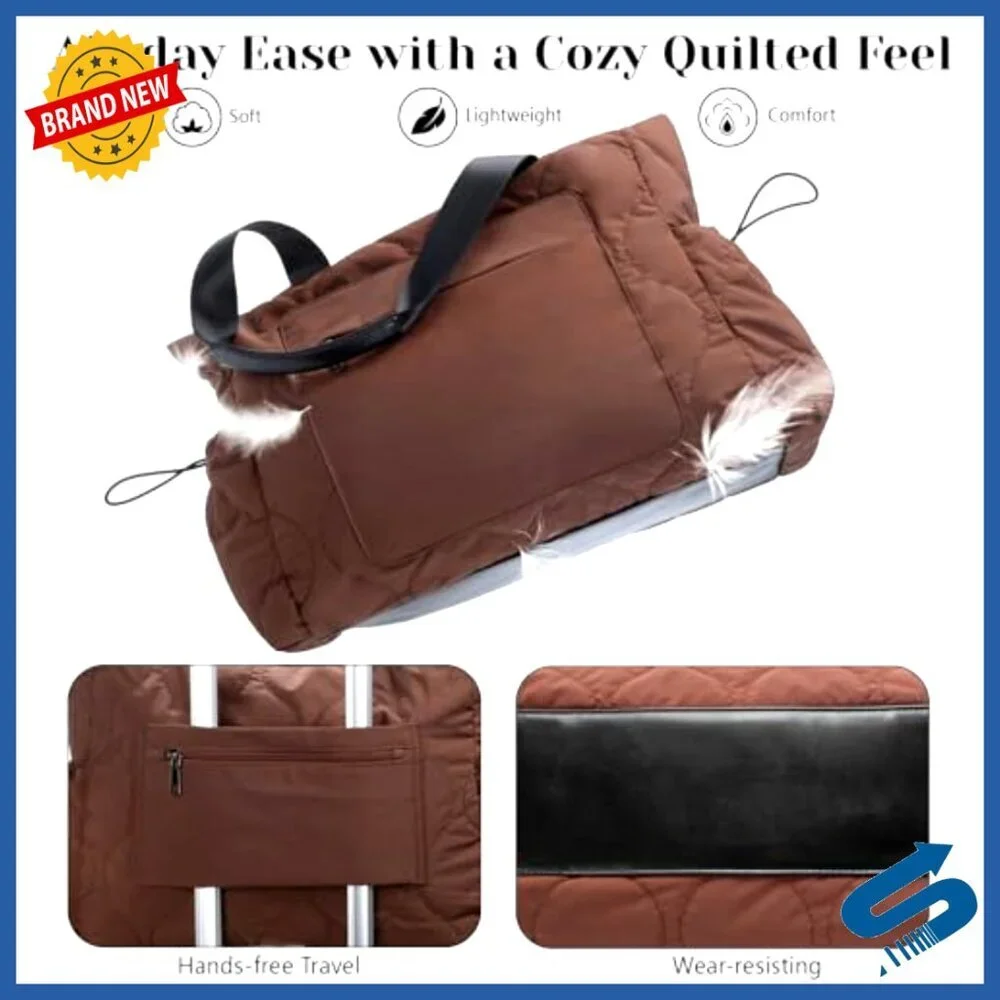 Lightweight Puffy Tote Bag with Laptop Compartment 15.75x12.6 Inches